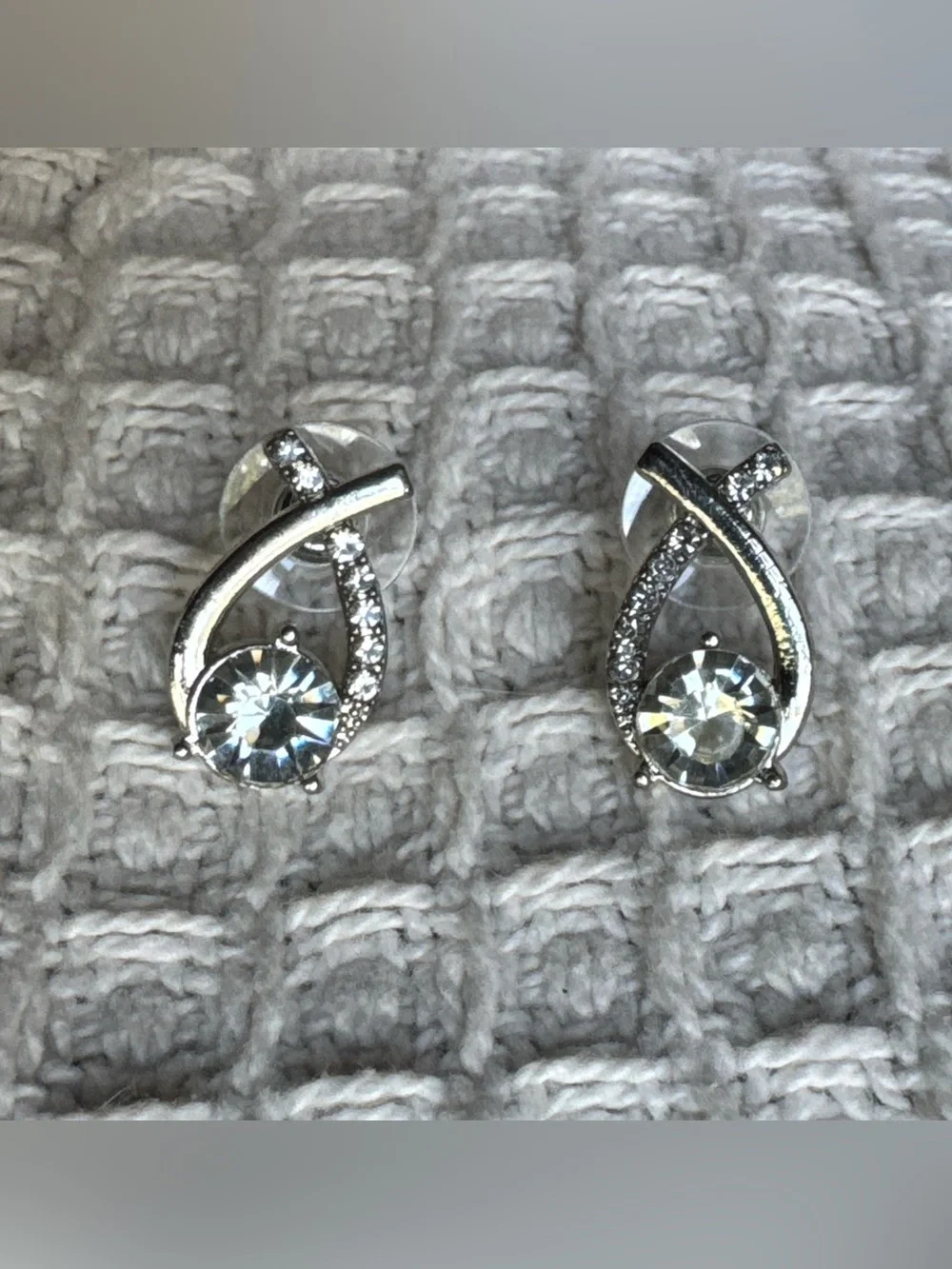 ❤️ Silver Rhinestone Teardrop Stud Earrings Womens Prom Jewelry Wedding